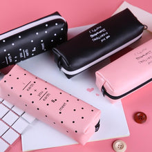 Load image into Gallery viewer, Cute Pink pencil case for girls Kawaii Black white Dot Pu Leather Pen Bag Stationery Pouch Office School Supplies Zakka escolar
