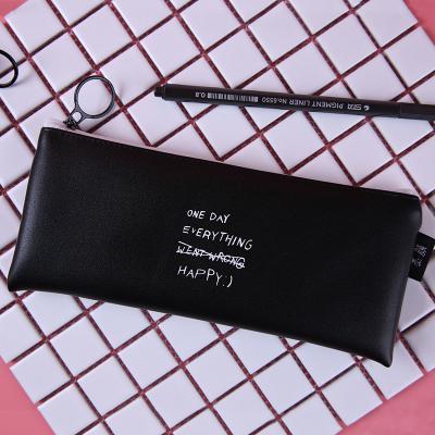 Cute Pink pencil case for girls Kawaii Black white Dot Pu Leather Pen Bag Stationery Pouch Office School Supplies Zakka escolar