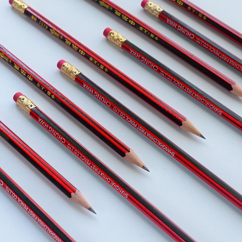 10 pcs / lot Red wooden pencils HB pencil with eraser head  Mirui Stationery