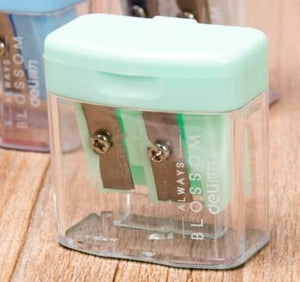 Double Holes Plastic Pencil Sharpeners Candy Color Transparent Standard Pencil Cutting Machine Deli 0576