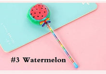 Load image into Gallery viewer, 1pcs/Lot soft plush Fresh Fruit  gel pen fluffy natural 0.38mm Black Signature pen funny gift Stationery children student gifts
