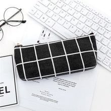 Load image into Gallery viewer, Stationery Canvas Pencil Case school Pencil Bag Simple Striped grid pencilcase Office Supplies Pen bag Students Pencils Writing
