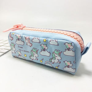 Big Zipper Unicorn Pencil Case Big capacity Canvas School Pencil Bag Storage bag pen Pouch School Supplies Stationery Estuches