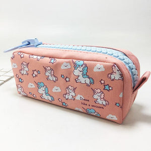 Big Zipper Unicorn Pencil Case Big capacity Canvas School Pencil Bag Storage bag pen Pouch School Supplies Stationery Estuches