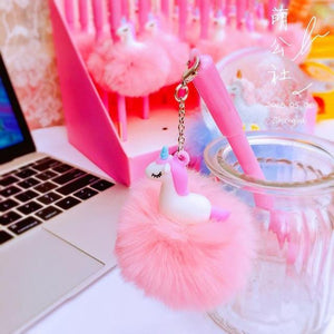 Pink Flamingo Unicorn Fluffy Ball Gel Pen Ink Pen 0.5mm Black Ink Promotional Gift Stationery School Office Supplies