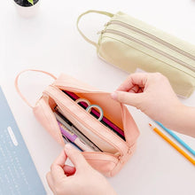 Load image into Gallery viewer, Portable 2 level Large Capacity Canvas Pencil Case Bag Pen Box Zipper Bags School Supplies Stationery
