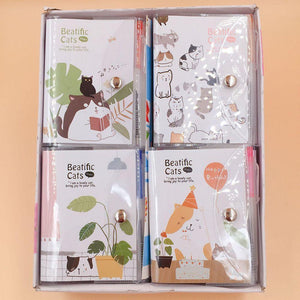 1 Set 8*11cm Cute Bear Cat Notebook with Ballpoint Pen Notepad Button Diary Book Exercise Book Escolar Papelaria School Supply